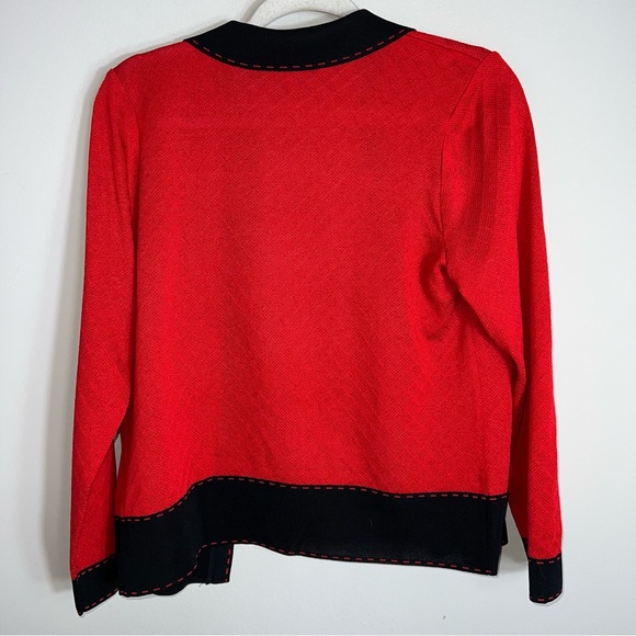 Ming Wang Open Front Jacket-Red Black Textured Fabric-Size Small - Picture 6 of 8